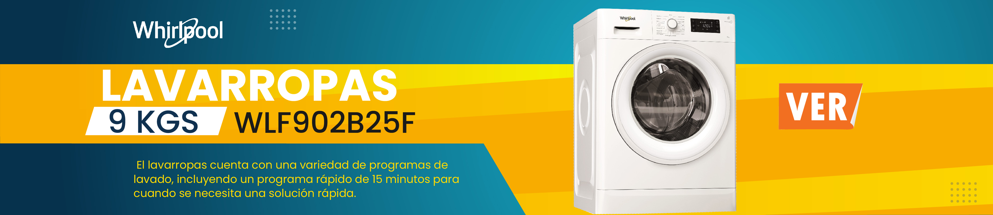 Lavarropas Whirpool WLF902B25F 9KLOS C.F
