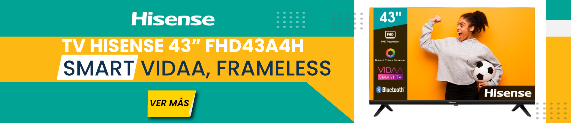 TV Hisense 43” FHD43A4H Smart VIDAA, Frameless