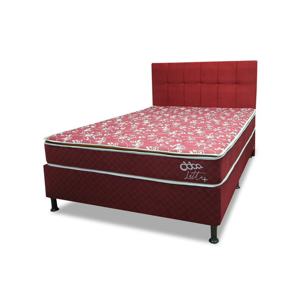 Somier Letto Mas 160 Abba Bordó Base + Colchón