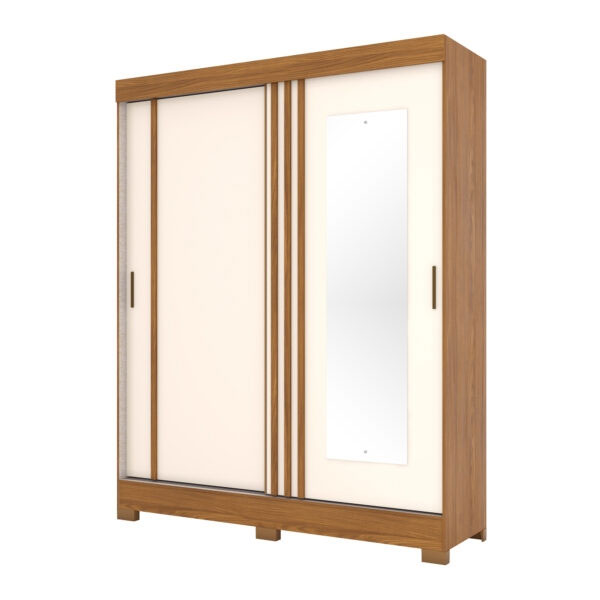 Ropero 2 Puertas Corredizas Con Espejo B353 Briz Nature|Off White|Gris