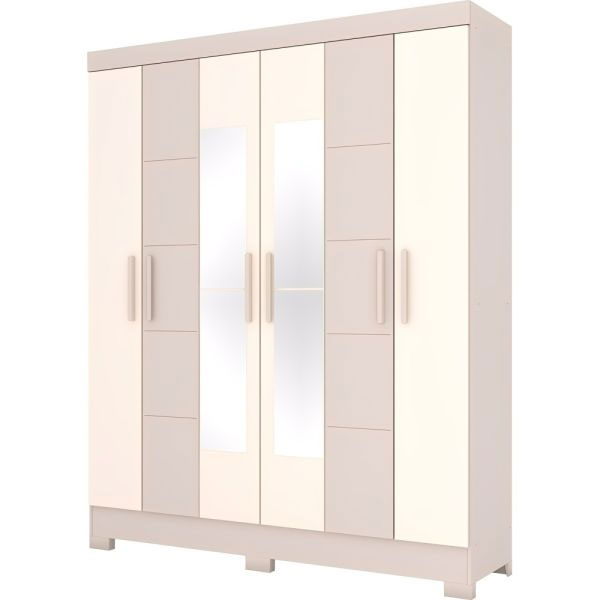 Ropero 6 Puertas Con Espejo B73 Briz Cristal|Off White