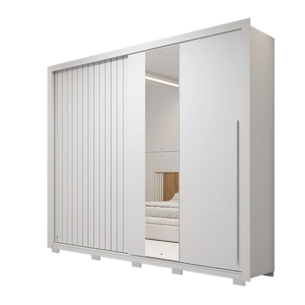 Ropero 2 Puertas Corredizas Con Espejo Lux Romanus 2.4 Caemmun Blanco