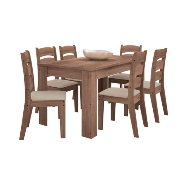 Conjunto Comedor Grecia 6 Sillas Monique Celta Almendra|Tejido 51C