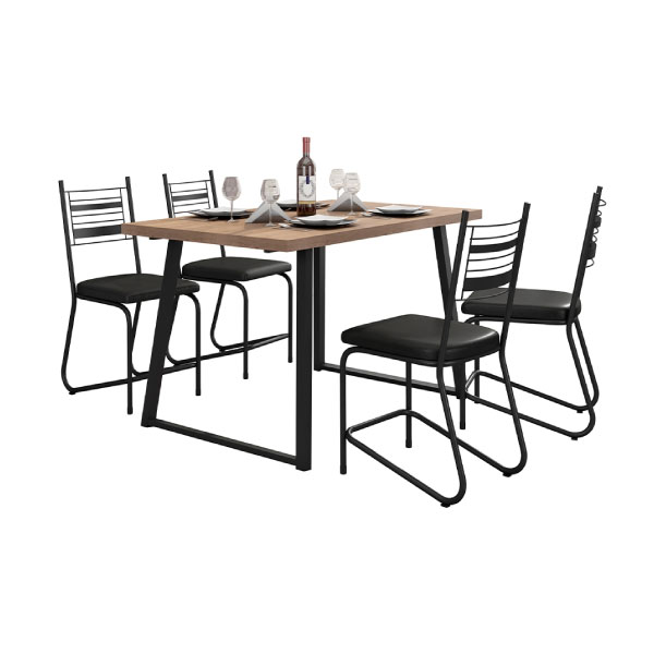 Juego Comedor 1360 Atlanta 4 Sillas Kiev Fabone Negro