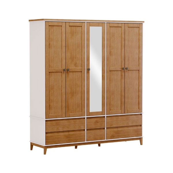 Ropero 5 Puertas 6 Cajones Con Espejo 2804Bf Finestra Off White|Freijo