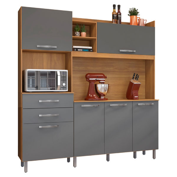 Kit Cocina 1780 6 Puertas 2 Cajones Malibu Fiorello Freijo | Grafite