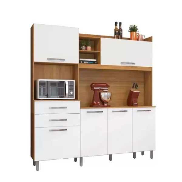 Kit Cocina 6 Puertas 2 Cajones Malibu 1.78 Fiorello Freijo|Blanco