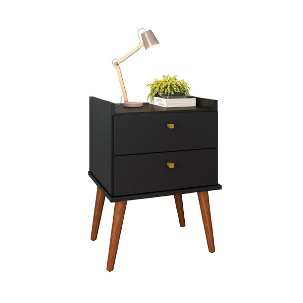 Mesa De Luz 2 Cajones Aroma Fiorello Negro