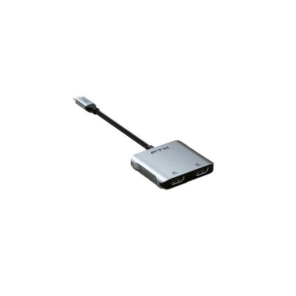 Adaptador USB-C Multifunción 2 HDMI + USB-C + USB-A 4K/60Hz 100W Gris