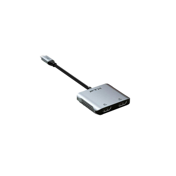 Adaptador USB-C Multifunción 2 HDMI + USB-C + USB-A 8K/60Hz 100W Gris