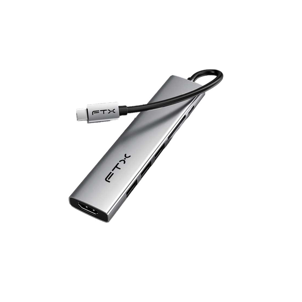 Hub 7 en 1 USB-C Multifunción HDMI + USB + SD 4K/30Hz 100W Gris