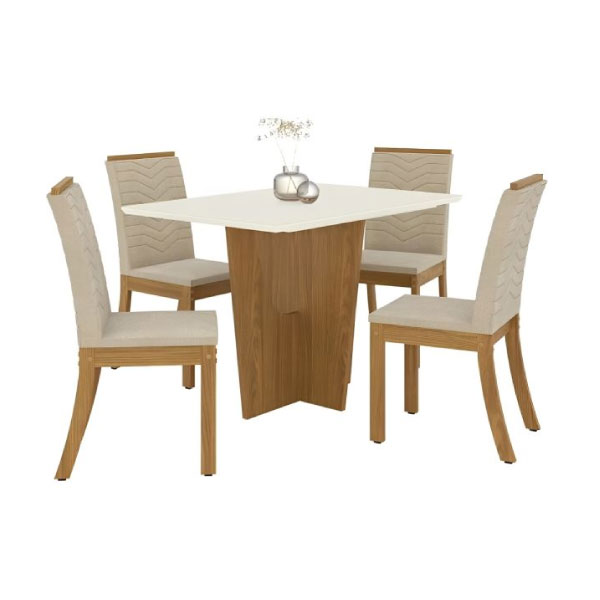 Juego De Mesa Henn Vertice 4 Sillas NAT/OFFW