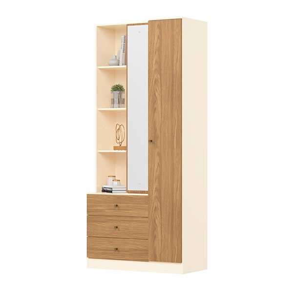 Multiuso 1 Puerta 3 Cajones Con Espejo Doha Henn Off White Nature