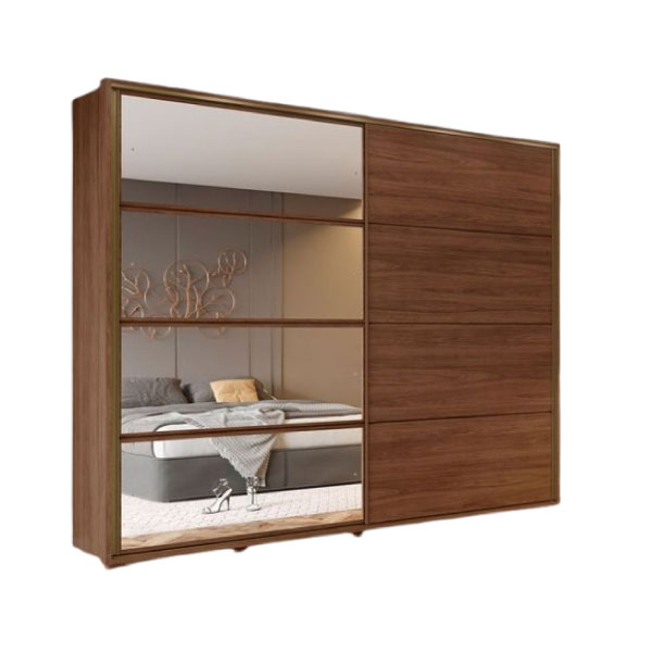 Ropero 2 Puertas Corredizas Valencia Con Espejo Henn Castaño