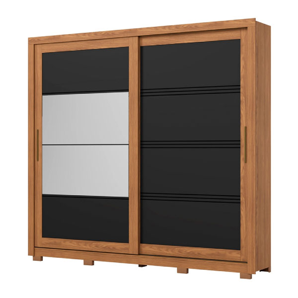 Ropero 3 Puertas Corredizas Con Espejo Medelin De22 Henn Nature | Negro