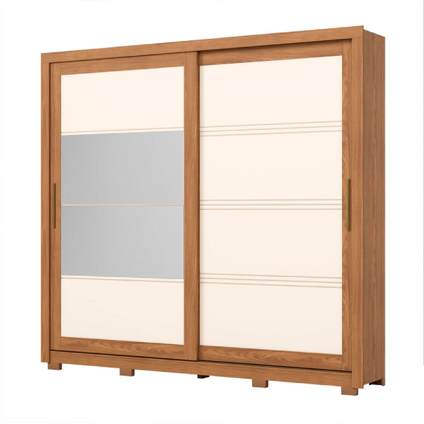 Ropero 3 Puertas Corredizas Con Espejo Medelin De22 Henn Nature | Off White