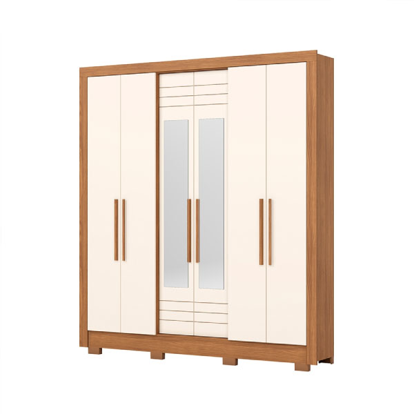 Ropero 6 Puertas Con Espejo B366 Henn Nature | Off White