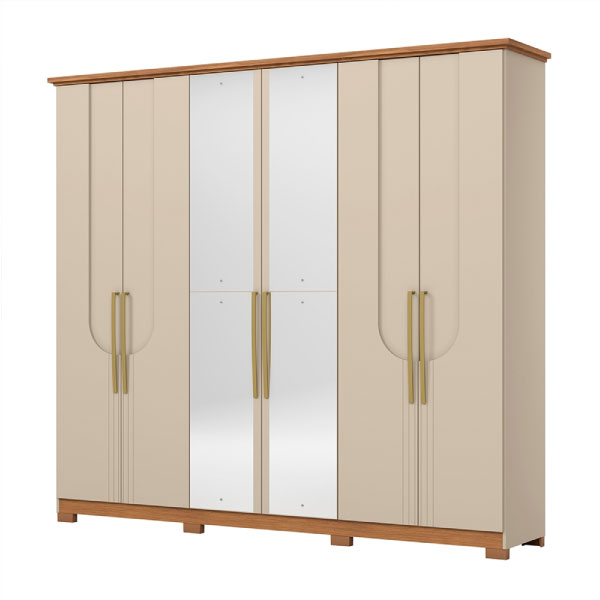 Ropero 6 Puertas Con Espejo Magnus D323 Henn Arena | Nature