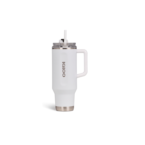 Vaso Térmico Igloo 1.2 Litros Blanco con Pajita