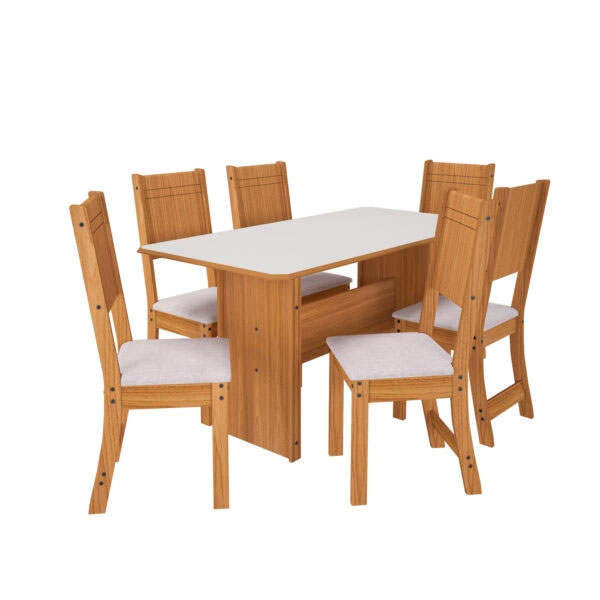 Conjunto Comedor 6 Sillas Evora 10070.1 Indekes Freijo|Off White
