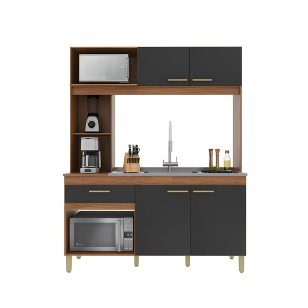 Kit Cocina 1600 4 Puertas 1 Cajón Enne Indekes Freijo|Plomo