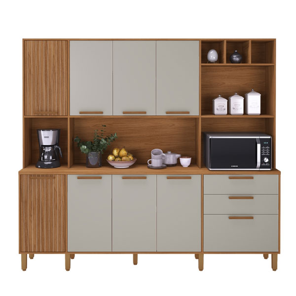 Kit Cocina 2190 9 Puertas 2 Cajones Porto Indékes Freijo | Off White