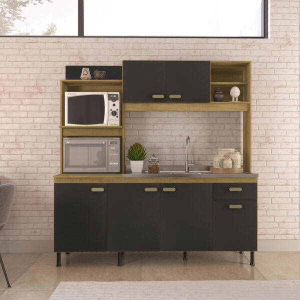 Kit Cocina 5 Puertas Sevilha 182 Indékes Castani|Plomo