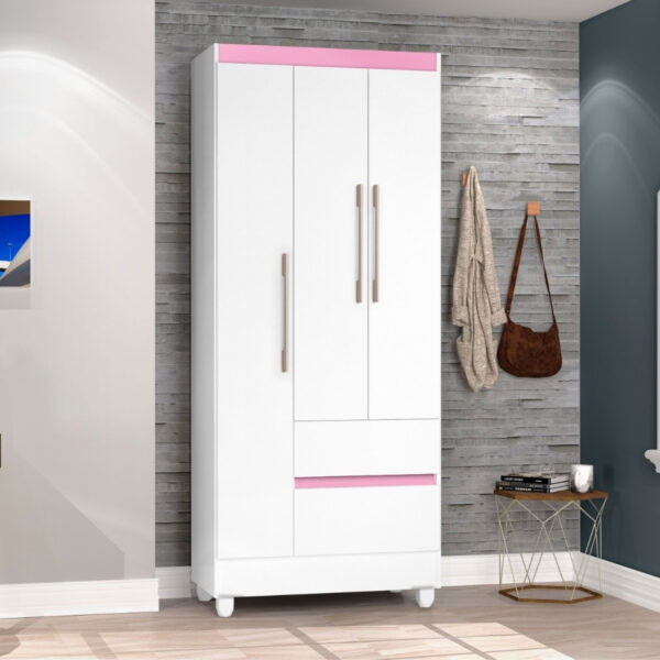 Ropero 3 Puertas Loreta J&A Blanco Lila|Rosa Flex