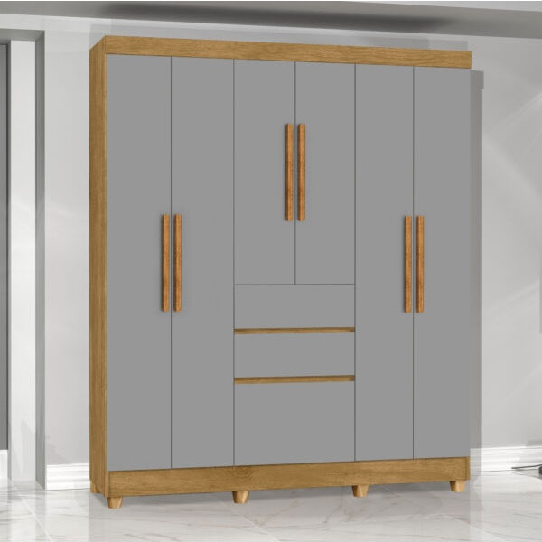 Ropero 7 Puertas 2 Cajones Brunella J&A Nature|Gris