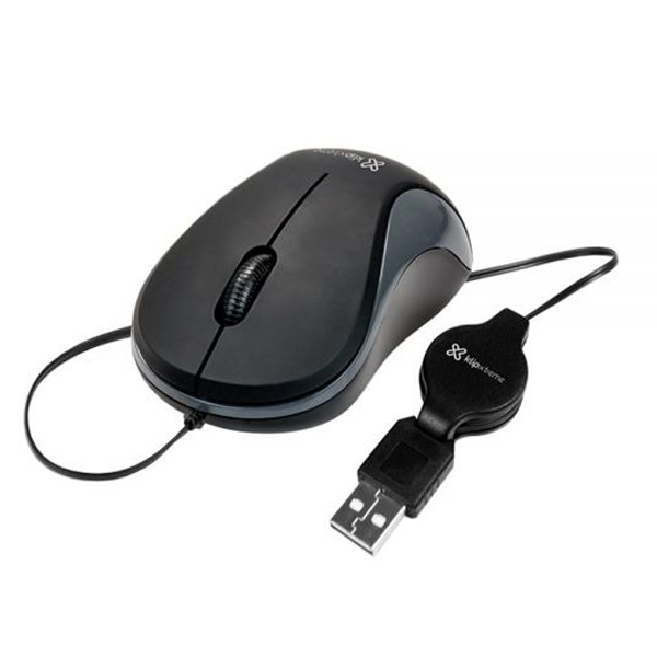Mouse Klip KMO-113 Mini Retractil Negro/Gris