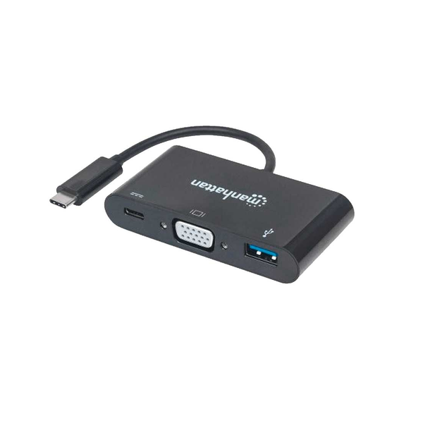 Adaptador USB-C 3.1 a VGA/USB-A/USB-C Multipuertos 152044 Negro