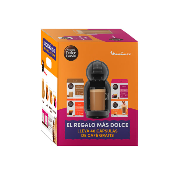 Cafetera Moulinex D.Gusto Mini Me Negra + 40 Capsulas