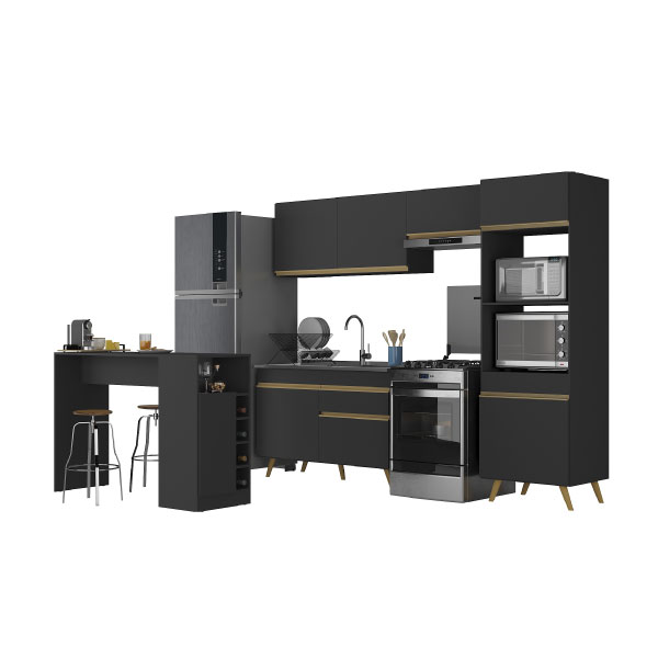 Cocina Veneza Multimóveis - Negro / Dorado