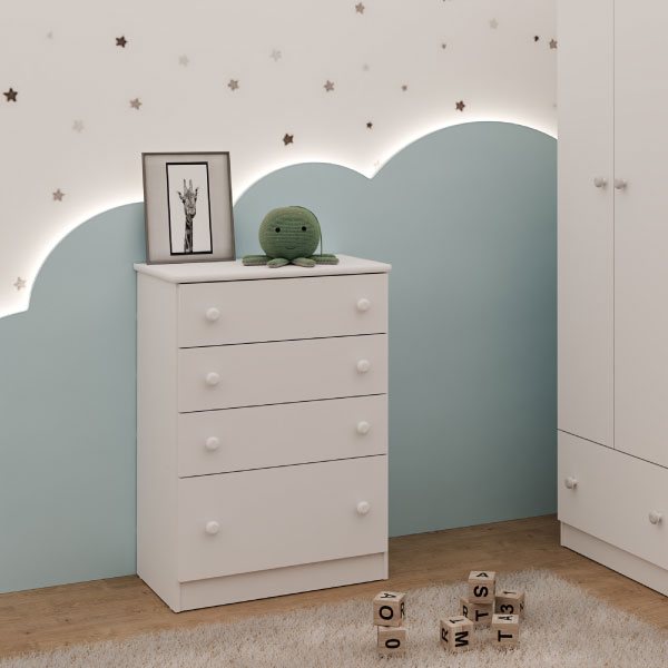 Comoda Multimóveis 4P Bl/Multicolor