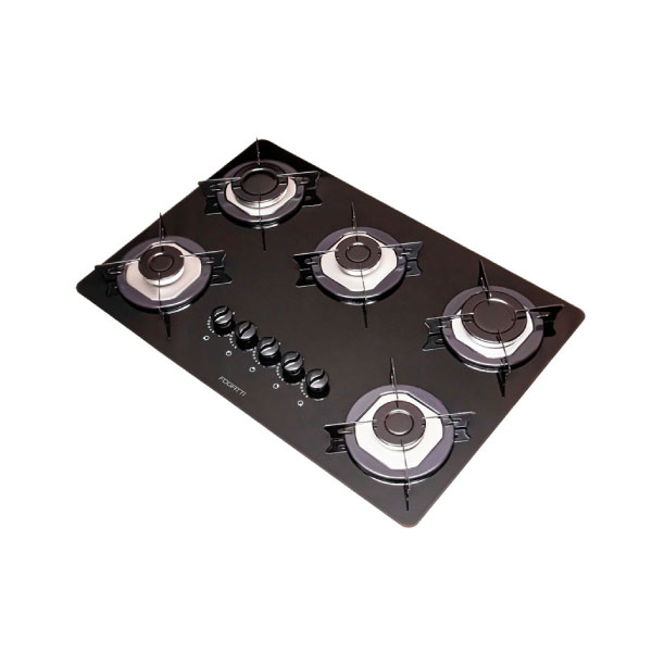Cooktop 5 Hornallas Mesa De Vidrio Fogatti Negro