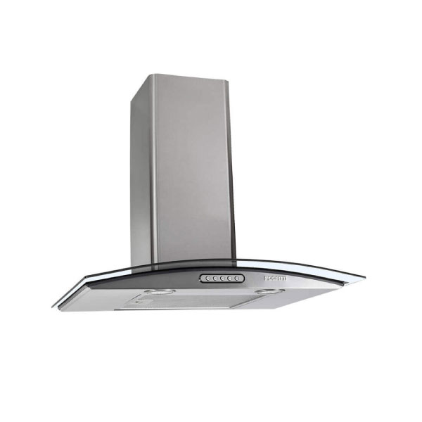 Campana De Pared Vidrio Curvo 60Cm Fogatti Inox