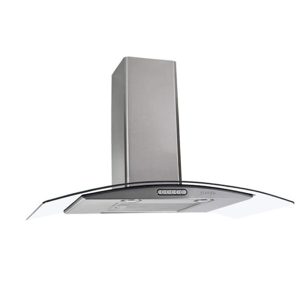 Campana De Pared Vidrio Curvo 90Cm Fogatti Inox