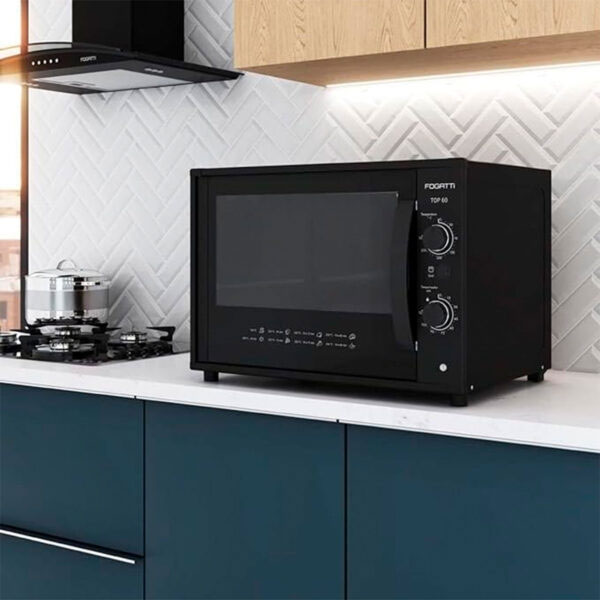 Horno Electrico Top 60 60L Black Fogatti Negro
