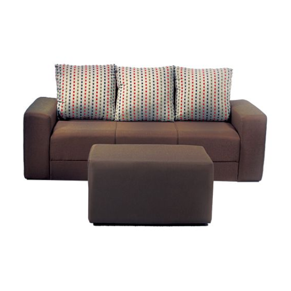 Sofa Nogal Encanto C/Puff 3 Lugar Marron