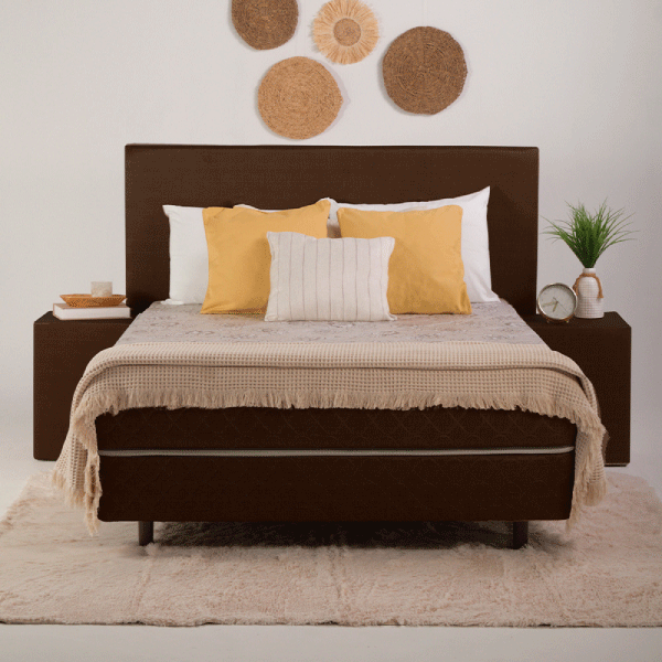 Sommier Nogal Calma 160x200 Marron Chocolate Completo