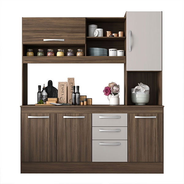 Kit Cocina 5 Puertas 3 Cajones Nt3115 Notavel Nogal Trend/Off White