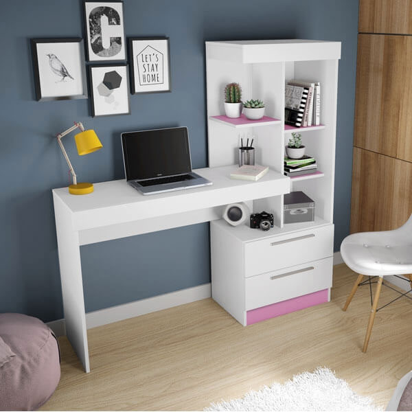 Mesa Office NT2010 Notavel Blanco|Blanco|Rosa