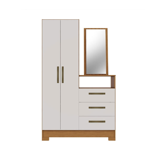 Comoda Multiuso 2 Puertas 3 Cajones Con Espejo Nt5165 Notavel Freijo Trend|Off White