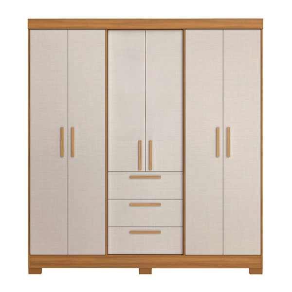 Ropero 6 Puertas 3 Cajones Con Espejo NT 6030 Notavel Freijo Trend / Off White Tx