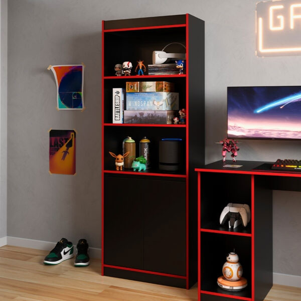 Armario Gamer 2 Puertas Gtx Patrimar Negro | Rojo