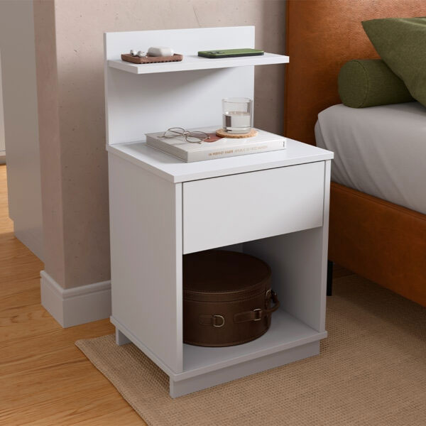 Mesa De Luz 1 Cajón Mavie Patrimar Blanco
