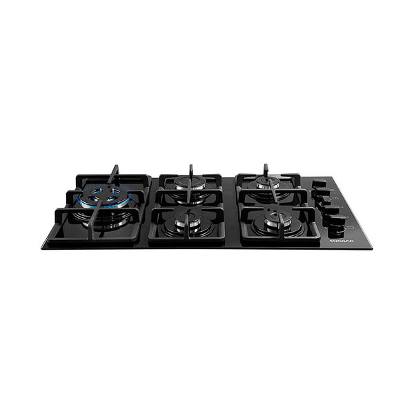 Cooktop 5 Hornallas Hierro Fundido Triple Llama Suggar Negro