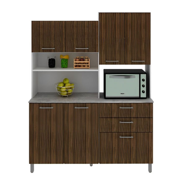 Kit Cocina 6 Puertas 3 Caj. Cz1013 Tecnomobili Blanco|Nogal