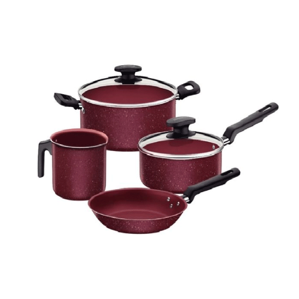 Juego De Ollas Tramontina 4 Pzas Turquia Granito Bordo