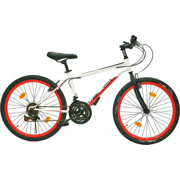 Bicicleta Veloz Vortex VZ18 Aro 24 Blanco/Rojo